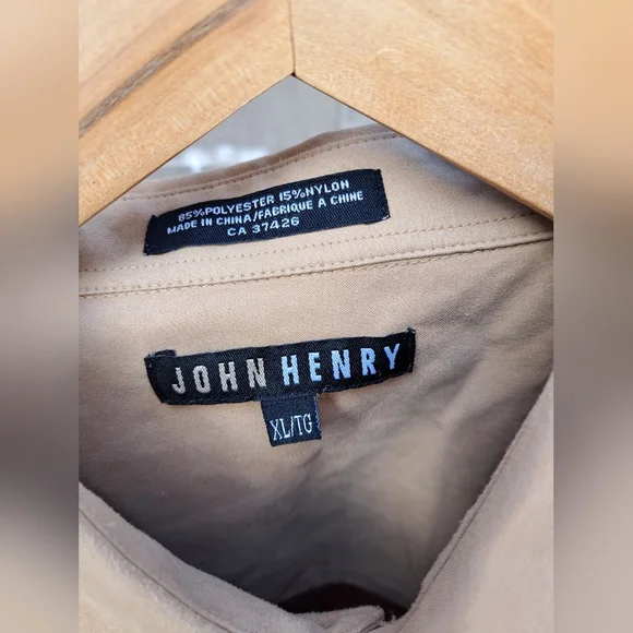 John Henry Men's Button Down Shirt Jacket Faux Suede vintage 90s Relaxed Fit XL - Picture 5 of 7